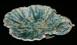 Vintage Seashell Shaped Dish Blue Green White Trinket Dish Seashell Soap Dish - £16.02 GBP