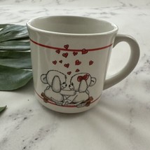 Mattel Vintge Puppy Love Coffee Mug White Red Dogs Hearts Emotions 80s Cup - $17.81