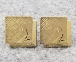 Swank Etched Swirl Textured Shiny Two Squares Gold Tone Cufflinks Mens A... - $13.99