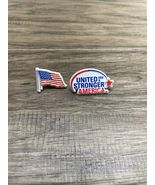Lot of 2 USA Flag United for Stronger America Plastic Lapel Pin KG JD - $146.70 MXN
