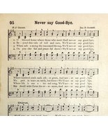 1894 Sheet Music Never Say Goodbye Religious Victorian Hymns 7.75 X 5&quot; - $19.99