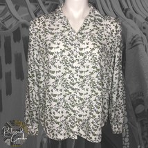 Jane and Delancey Women White Green Floral Long Sleeve Button Down Shirt  Size M - £23.59 GBP