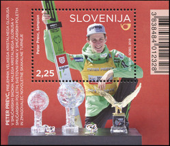 Slovenia. 2016. Peter Prevc, skier (MNH OG) Souvenir Sheet - £4.81 GBP