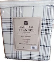 Oakridge ~ 4-Piece Set ~ Full ~ Flannel Sheets ~ Navy Black Plaid ~ 100% Cotton - £51.46 GBP