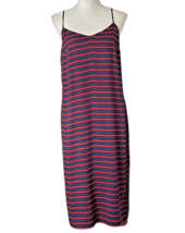 Ann Taylor Slip Dress Women&#39;s 6 Striped Midi Nautical Blue Red Spaghetti... - £15.81 GBP