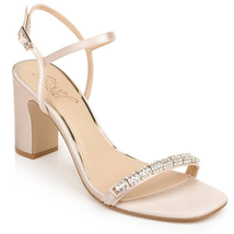 Jewel Badgley Mischka Charlee Satin Block Heel Pumps Size 8.5 - £56.02 GBP