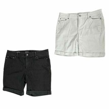 Talbots Girlfriend Denim Shorts Size 10 Petite Lot of 2 White Black READ - $23.74