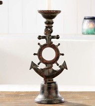 Ship Wheel Candlestick Holder 15" High Nautical Resin Boat Anchor Tapered Candle image 2