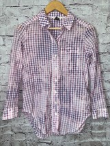 Pilcro Anthropologie Pink Tie Dye Plaid Button Up Long Sleeve Women’s Sh... - $242.96 MXN