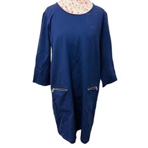 ✨ Ann Taylor Navy Blue Shift Dress XL with Zipper Pockets Minimalist Wor... - $23.74