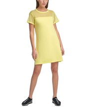 DKNY Womens Sport Mesh-Blocked T-Shirt Dress,Sunny Lime,X-Small - £69.97 GBP