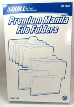 Quill Reinforced File Folders 1/3 Cut Legal Size Manila 100 Box - £6.25 GBP