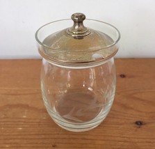 Vintage Sterling Silver Etched Glass Sugar Jar Condiment Mustard Pot Jelly Jar - £64.13 GBP
