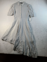 1.STATE Button Up Dress Womens Small White Black Striped Collar Asymmetrical Hem - £29.69 GBP