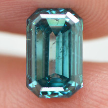 Emerald Shape Diamond Fancy Blue Color Loose SI1 Natural Enhanced 1.53 Carat - £1,798.23 GBP