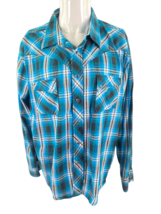 Wrangler Western Mens XXL Size Long Sleeve Shirt Plaid Pearl Snap Button - £15.14 GBP