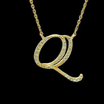 1Ct Round Cut CZ Moissanite Initial &quot;Q&quot; Letter Pendant 14K Yellow Gold Plated - £113.90 GBP