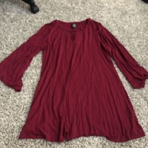 Bobeau Women&#39;s Shirt Blouse Size Large L Burgundy Tunic Long Sleeves Solid - £8.13 GBP