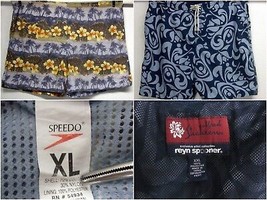 Speedo &amp; Alfred Shaheen Men&#39;s 1 Lot Of (2) Mesh Lined Swim Trunks Shorts Sz Xxl - £17.93 GBP