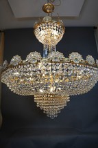 Luxury Crystal &amp; Gilded Brass 13 Lights Austrian Huge Basket Chandelier ... - £1,005.40 GBP