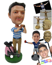 Personalized Bobblehead Male Golfer In Hitting Pose Looking For The Ball In The  - £72.74 GBP