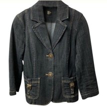 Nicole by Nicole Miller Jean Jacket Blue Denim 2 Buttons Zipper Sleeves ... - $23.74