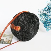 20x8cm Circle Handwoven Women Messenger Bags Round Retro Rattan Straw Beach Cros - £36.10 GBP