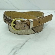 Chico&#39;s Metallic Patchwork Genuine Leather Skinny Belt Size Small S Womens - £15.91 GBP
