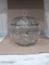 Large Anchor Hocking Clear Glass Pumpkin Cookie Snack Jar Dunkin Donuts Vintage - £23.60 GBP