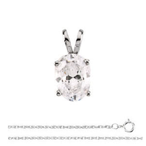 Oval Diamond Pendant 14k White Gold (0.72 Ct E I1 Clarity) GIA  - £1,153.98 GBP