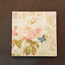 Cottage Chic French Provincial Floral Butterfly Decor 10&quot; Square Wall Pl... - $372.82 MXN