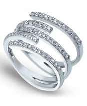 Macys Cubic Zirconia 5 Row Bypass Ring in Silver Plate, Size 5 - £34.52 GBP