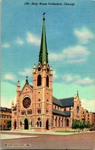 Chicago IL, Holy Name Cathedral Church Stained Glass, Linen Illinois Postcard - £3.30 GBP