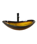 Bathroom Countertop Vessel Gold Bronze Tempered Glass Sink Boat Basin Ov... - $97.12+