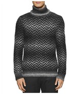Calvin Klein Men&#39;s Broken Space Dye Herringbone Funnel Neck Sweater SZ X... - £86.87 GBP