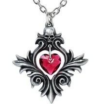 Alchemy Gothic Bouquet of Love Pendant Red Heart Crystal Skull Necklace ... - $23.95
