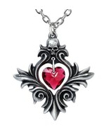 Alchemy Gothic Bouquet of Love Pendant Red Heart Crystal Skull Necklace ... - $23.95