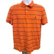 Nautica Deck Polo Mens L Orange Stripe Performance Cotton Short Sleeve S... - $354.47 MXN