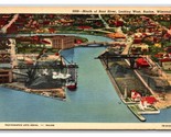 Aerial View Mouth of Root River Racine Wisconsin WI Linen Postcard V3 - $3.91