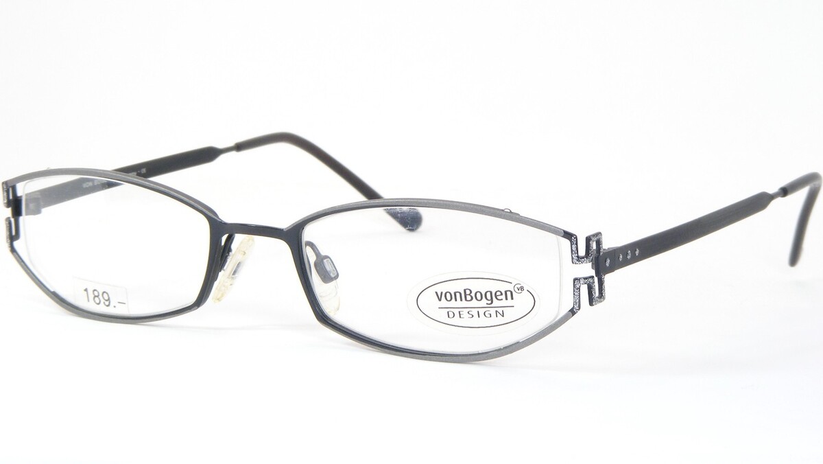 VON BOGEN VB 444 B Negro / Gris / Plata ÚNICO RARO GAFAS vonBogen 50-20-140 - $115.81