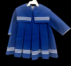 Vintage Sailor Dress Baby Girls Size 6-9M Blue White Pinafore 1950s Naut... - $1,419.17 MXN