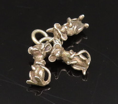 925 Sterling Silver - Vintage Three Little Blind Mice Charm Pendant - PT... - $35.47