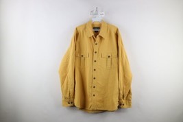 Vintage Eddie Bauer Mens Large Tall Faded Chamois Cloth Button Shirt Yellow - £38.89 GBP