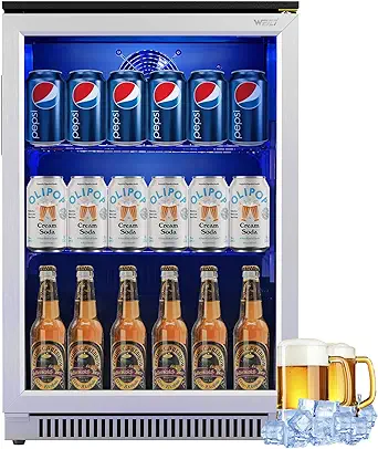 20 Inch Beverage Fridge With Glass Door, 120 Can Mini Fridge With Blue L... - $794.99