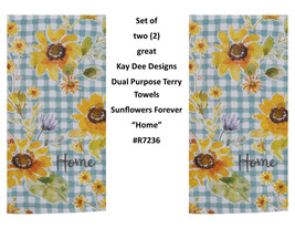KAY DEE DESIGNS &quot;Sunflowers Forever&quot; R7236 Two Dual Purpose Terry Towels~16&quot;x26″ - £12.48 GBP