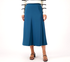 Candace Cameron Bure Pull-On Satin Skirt - Peacock, Medium - £17.81 GBP