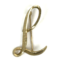 Vintage L Monogram Brooch Gold Tone Letter Initial Lapel Pin Signed Mams... - €16,30 EUR