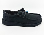 Hey Dude Wally Youth Basic Black Kids Comfort Slip On Shoes - $44.95