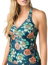 prAna Kayana Size Small (S) 34 D-Cup Underwire Tankini Top Atlantic Camelia - $28.02 CAD