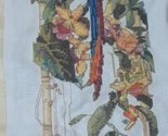 COMPLETED Cross Stitch Sampler, Parrot Sitting on Arch with Flowers, ~4&quot;... - $24.25